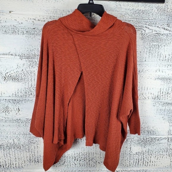 Free People Beach Split Back World Traveler Batwing Cowl Neck Ribbed Sweater - Picture 7 of 9